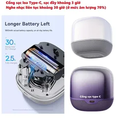 Loa Bluetooth không dây Baseus AeQur V2 20W - Loa âm thanh 360° chất lượng cao, pin 30 giờ, kết nối dễ dàng với mọi thiết bị
