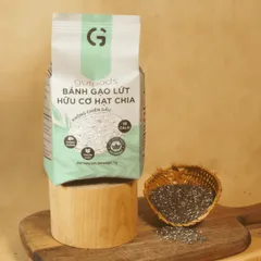 Bánh Gạo Lứt Hữu Cơ Hạt Chia GUfoods - Snack Ăn Kiêng Thực Dưỡng, 100% Gạo Lứt và Hạt Chia, Thích Hợp Eat Clean