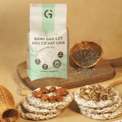 Bánh Gạo Lứt Hữu Cơ Hạt Chia GUfoods - Snack Ăn Kiêng Thực Dưỡng, 100% Gạo Lứt và Hạt Chia, Thích Hợp Eat Clean