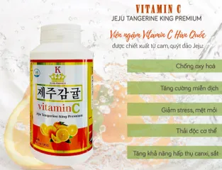 Viên ngậm vitamin C Jeju Tangerine King Premium Hàn Quốc - Tăng cường miễn dịch, vị ngọt tự nhiên, dễ hấp thu cho trẻ em và người lớn