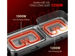 Bếp Nướng Lẩu Đa Năng Kalpen PP99 - 2 Trong 1 Điều Chỉnh Đun Nấu Độc Lập, Thiết Kế Hiện Đại, Công Suất 2200W, Tiện Ích Nấu Nướng Tối Ưu