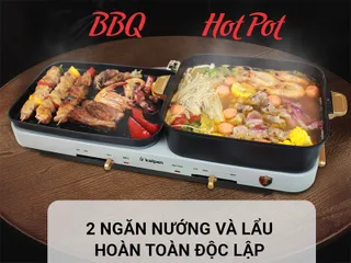 Bếp Nướng Lẩu Đa Năng Kalpen PP99 - 2 Trong 1 Điều Chỉnh Đun Nấu Độc Lập, Thiết Kế Hiện Đại, Công Suất 2200W, Tiện Ích Nấu Nướng Tối Ưu