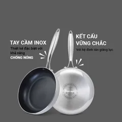 Chảo Chống Dính Inox 3 Lớp Liền Khối Kalpen Kazler - Chảo Nấu Đa Năng Chịu Nhiệt Tốt, Dễ Vệ Sinh, Phù Hợp Nhiều Không Gian Bếp