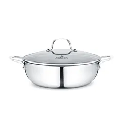 Chảo Xào Inox 304 Kalpen Đúc Liền và Xửng Hấp 3 Nấc - Bộ Đa Năng Cho Món Xào, Nấu, Hấp Thực Phẩm An Toàn, Tiện Lợi