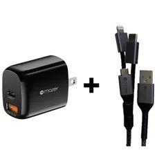 Combo Củ Sạc Mazer SuperMINI 20W và Dây Sạc Đa Năng 3in1 - Sạc Nhanh, Siêu Nhỏ Gọn, Tương Thích iPhone và Smartphone