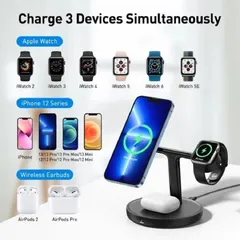Đế sạc không dây Baseus Swan 3-in-1 20W - Sạc nhanh cho iPhone, AirPods, Apple Watch - Thiết kế từ tính tiện lợi