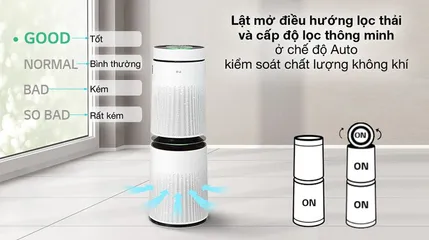 Máy Lọc Không Khí LG PuriCare 2 Tầng AS10GDWH0 Safeplus - Diện Tích 100m2, Khả Năng Lọc Bụi Siêu Mịn, Diệt Vi Khuẩn 99,9%