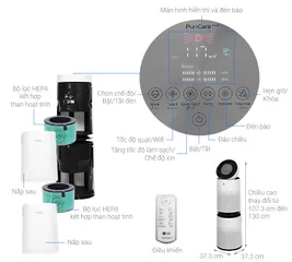 Máy Lọc Không Khí LG PuriCare 2 Tầng AS10GDWH0 Safeplus - Diện Tích 100m2, Khả Năng Lọc Bụi Siêu Mịn, Diệt Vi Khuẩn 99,9%