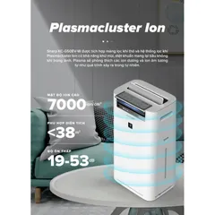 Máy Lọc Không Khí và Tạo Ẩm Sharp KC-G50EV-W 38m2 - Công Nghệ Plasmacluster, Tiết Kiệm Điện, Hoạt Động Thông Minh, Thiết Kế Gọn Nhẹ
