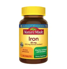 Viên Uống Bổ Sung Sắt Nature Made Iron 65mg - 365 Viên, Hỗ Trợ Cung Cấp Sắt, Bổ Máu, Tăng Cường Miễn Dịch cho Phụ Nữ Mang Thai