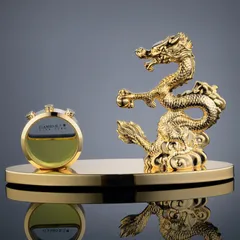 Tượng Rồng Trang Trí Ô Tô và Bàn Làm Việc - Hộp Đựng Nước Hoa Chất Liệu Hợp Kim Mạ, Điểm Nhấn May Mắn cho Không Gian