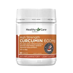 Viên tinh chất nghệ Healthy Care High Strength Curcumin 600mg - Hỗ trợ tiêu hóa, kháng viêm, tốt cho xương khớp, chất chống oxy hóa tự nhiên