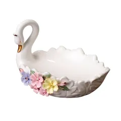 Đĩa sâu lòng hình thiên nga bằng gốm sứ cao cấp - Đựng trái cây sang trọng, trang trí nhà cửa đẹp mắt, quà tặng độc đáo