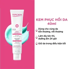 Kem Dưỡng Topicrem CICA 40ml - Kem Phục Hồi Và Làm Dịu Da Cho Trẻ Sơ Sinh, Trẻ Em, Người Lớn, Da Nhạy Cảm, Dưỡng Ẩm 24 Giờ