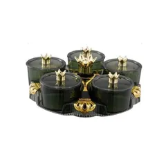 Khay đựng mứt kẹo Tết 5 hũ có nắp kiểu dáng châu Âu hiện đại, nhựa Acrylic bền đẹp - Xuất sắc trang trí ngày Tết
