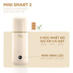 Máy Hâm Nước Pha Sữa Fatzbaby Mini Smart 2 FB3625VA - Thiết Kế Nhỏ Gọn, Điều Khiển Cảm Ứng, Dung Lượng Pin 4400mAh, Nhiệt Độ Chính Xác 1°C