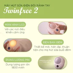 Máy Hút Sữa Điện Đôi Fatzbaby Twinfree 2 FB1311SD - Pin 1800mAh, 3 Chế Độ Hút Sữa, Rảnh Tay Tiện Lợi cho Mẹ Bỉm Sữa