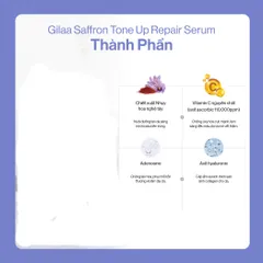 Bộ Dưỡng Trắng Da Gilaa Saffron Tone Up - Toner và Tinh Chất Dưỡng Sáng Da, Chăm Sóc Da Toàn Diện, Cấp Ẩm Hiệu Quả