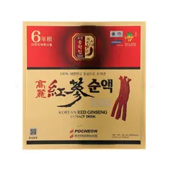 Nước Hồng Sâm Nguyên Chất Pocheon Hàn Quốc - Hỗ Trợ Bồi Bổ Sức Khỏe và Làm Đẹp Da, Hộp 30 Gói 80ml