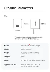 Củ Sạc Nhanh Baseus GaN5S 30W - Củ Sạc USB-C Thông Minh, Bảo Vệ Đa Lớp, Thiết Kế Nhỏ Gọn Cho Điện Thoại và Máy Tính Bảng
