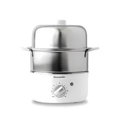 Nồi Hấp 2 Tầng Đa Năng Lacuzin LCZ160 - Hấp Trứng, Rau Củ, Thịt - Thiết Kế Bền Bỉ, Dễ Sử Dụng, Hẹn Giờ Tối Đa 30 Phút