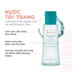 Nước tẩy trang Avene Cleanance Micellar Water 200ml - Dành cho da dầu nhạy cảm, làm sạch sâu, dịu nhẹ, ngăn kích ứng, hỗ trợ loại bỏ trang điểm.