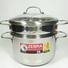 Bộ Nồi Xửng Hấp 3 Đáy Zebra Inox 304 Nắp Kính 163640 - Thiết Kế Sang Trọng, Tiện Lợi, Phù Hợp Cho Gia Đình 4-6 Người