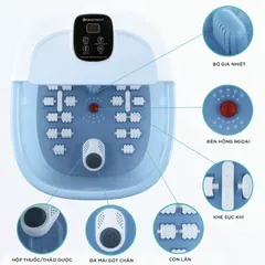 Bồn Ngâm Chân Massage KingTech BM-400 - 500W, Nhiệt Độ 35-48°C, 22 Con Lăn Massage, Thư Giãn Tại Nhà