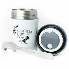 Hộp cơm giữ nhiệt Inox 380ml kèm muỗng gập Zebra Forest Collection - Đựng thức ăn bé gọn, chất liệu bền bỉ, an toàn sức khỏe.