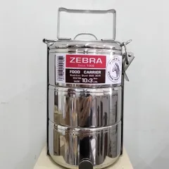 Camen inox 304 Zebra 3 tầng 150103 - Thùng đựng thực phẩm có nắp, quai cầm chắc chắn, tiện lợi dùng hằng ngày
