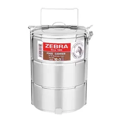 Camen inox 304 Zebra 3 tầng 150103 - Thùng đựng thực phẩm có nắp, quai cầm chắc chắn, tiện lợi dùng hằng ngày