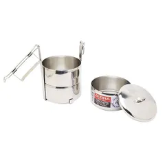 Camen inox 304 Zebra 3 tầng 150103 - Thùng đựng thực phẩm có nắp, quai cầm chắc chắn, tiện lợi dùng hằng ngày