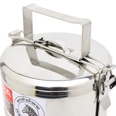 Camen inox 304 Zebra 3 tầng 150103 - Thùng đựng thực phẩm có nắp, quai cầm chắc chắn, tiện lợi dùng hằng ngày