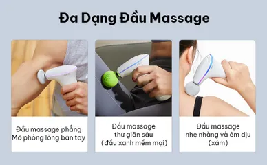 Máy Massage Cầm Tay SKG F5 - Thiết Bị Massage Đa Năng Với 3 Đầu Massage Chuyên Biệt Giúp Giảm Đau, Nhức Mỏi ✔️