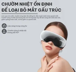 Máy massage mắt Kata ME10 - Thiết bị massage chườm nóng, 9 túi khí, 4 chế độ thư giãn 360 độ, kết nối Bluetooth, giảm mệt mỏi hiệu quả