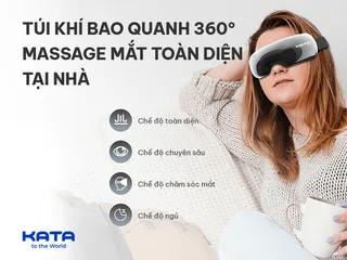 Máy massage mắt Kata ME10 - Thiết bị massage chườm nóng, 9 túi khí, 4 chế độ thư giãn 360 độ, kết nối Bluetooth, giảm mệt mỏi hiệu quả