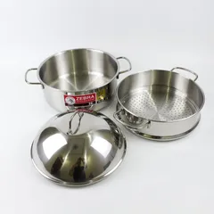 Nồi Xửng Hấp Inox 304 3 Đáy Zebra Extreme Plus II - Thiết Kế 2 Tầng, Quai Cầm Tiện Lợi, Dùng Trên Bếp Gas, Bếp Từ, Bếp Hồng Ngoại