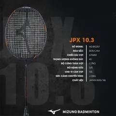 Vợt cầu lông Mizuno JPX 10.3 4U - Vợt thể thao nặng đầu cho người chơi trung bình đến nâng cao, hiệu suất cao, bền bỉ và linh hoạt