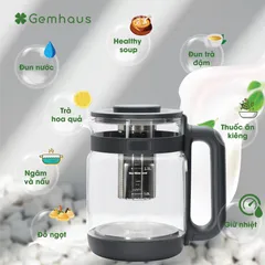 Ấm Pha Trà Chưng Yến Đa Năng Gemhaus HP110 - Thủy Tinh Borosilicate, Dung Tích 1.5L, 8 Chế Độ Nấu, Giữ Nhiệt Tối Ưu