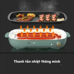 Bếp Nướng Điện Không Khói Bear DKL-E12D2 - 1200W, Khay Nướng Chống Dính, Nướng Thịt Ngon Tại Nhà, Thiết Bị Tiện Lợi Cho Gia Đình 4-5 Người