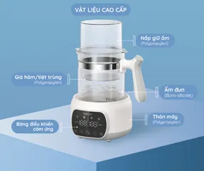 Bình Đun Nước Giữ Nhiệt Pha Sữa Điện Tử Beborn K05 - Giữ Ấm Liên Tục 72h, Chế Độ Đun Sôi và Hâm Nóng Tiện Ích, Màn Hình LED