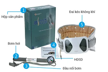 Đai Hơi Hỗ Trợ Kéo Giãn Cột Sống Lưng Alphay YGAH-3 - Giảm Đau Thoát Vị Đĩa Đệm, Hỗ Trợ Tư Thế Ngồi Làm Việc Ổn Định