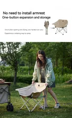 Ghế xếp thư giãn gấp gọn Naturehike Armrest Moon Chair CNH23JU13002 - Thiết kế công thái học, khung thép chắc chắn, lý tưởng cho cắm trại và dã ngoại