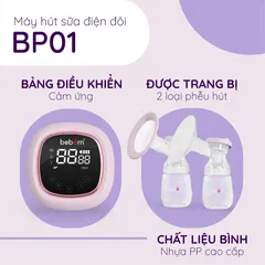 Máy Hút Sữa Điện Đôi Beborn BP01 - Bình Đựng PP Không BPA, Pin 2000mAh, 3 Chế Độ, Dễ Sử Dụng, Hỗ Trợ Mẹ Nuôi Dưỡng Bé