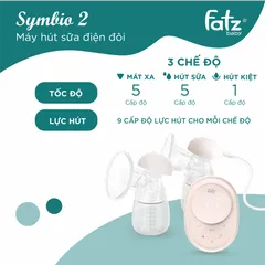 Máy Hút Sữa Điện Đôi Fatzbaby Symbio 2 FB1142RH - 3 Chế Độ Hút Mát Xa, Hút Sữa, Hút Kiệt, 9 Lực Hút, Pin 2200mAh, Tiện Lợi Cho Mẹ