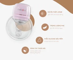Máy Hút Sữa Điện Rảnh Tay Không Dây Beborn WBP02 - 4 Chế Độ Hút êm, Phễu Silicon Siêu Mềm, Độ Ồn Thấp, Dung Tích 210ml