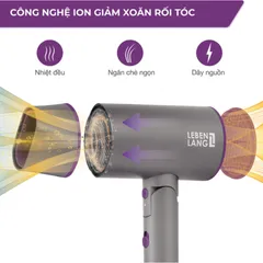 Máy Sấy Tóc Ion Âm Gấp Gọn Lebenlang LBH3088 - Công Nghệ Chăm Sóc Tóc Hiện Đại và Tiện Lợi, 2100W, Thiết Kế Du Lịch