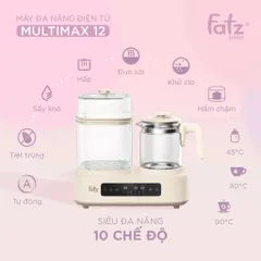 Máy hâm sữa Fatzbaby Multimax 12 FB9503KB - Đun nước, tiệt trùng, hấp thực ăn đa chức năng, 10 chế độ tiện lợi cho mẹ và bé