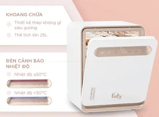 Máy Tiệt Trùng Sấy Khô UVC Fatzbaby King 2 Plus FB4725BT - Dung Tích 25L, Tiệt Trùng 18 Bình, Công Nghệ LED 2 Lớp, Tiện Ích Cho Mẹ Bỉm Sữa