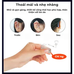 Máy Trợ Thính EN-T201A - Thiết Kế Siêu Nhẹ 4g, 3 Chế Độ Âm Thanh, Có Thể Sạc Lại, Tối Ưu Âm Thanh, Thoải Mái Khi Đeo